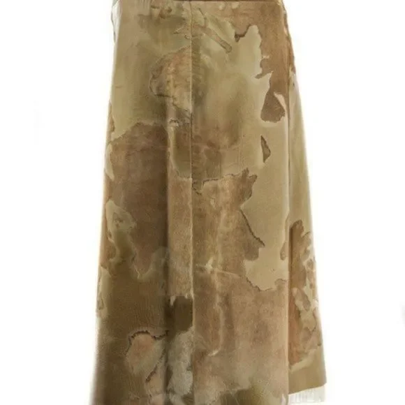 FEDERICO SANGALLI Brown Animal Fur & Leather Skirt